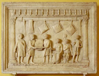 Kissen- und Polstergeschäft in Italien während der Augusteischen Zeit